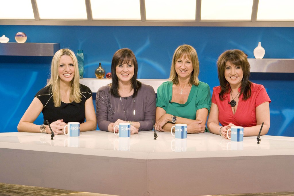 Editorial use only Mandatory Credit: Photo by ITV/REX/Shutterstock (996239t) 'Loose Women' TV - 2008 - [l-r]: Jackie Brambles, Coleen Nolan, Carol McGiffin and Jane McDonald. ITV ARCHIVE