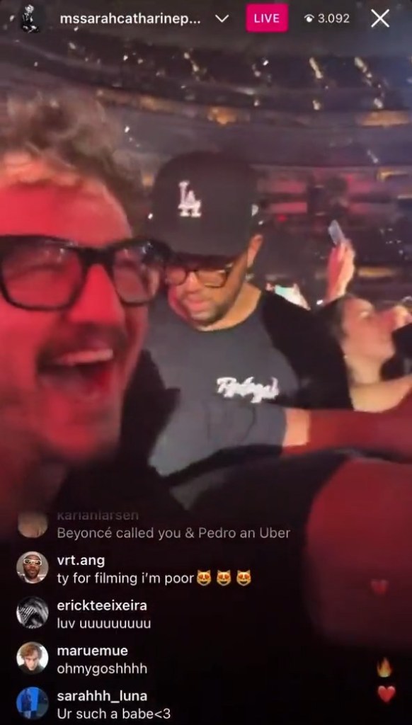 Pedro Pascal at Beyonce Concert on Sarah Paulson's Instagram Live