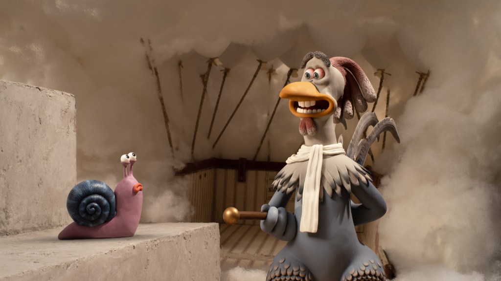 Chicken Run: Dawn of the Nugget. Fowler (David Bradley) tells his stories to a not so captivated audience. Chicken Run: Dawn of the Nugget coming to Netflix on 15th December. Cr. Courtesy of Netflix ?? 2023