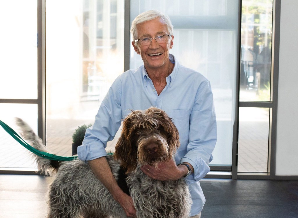 Paul O'Grady with a 11 month old Pointer called Scruff.