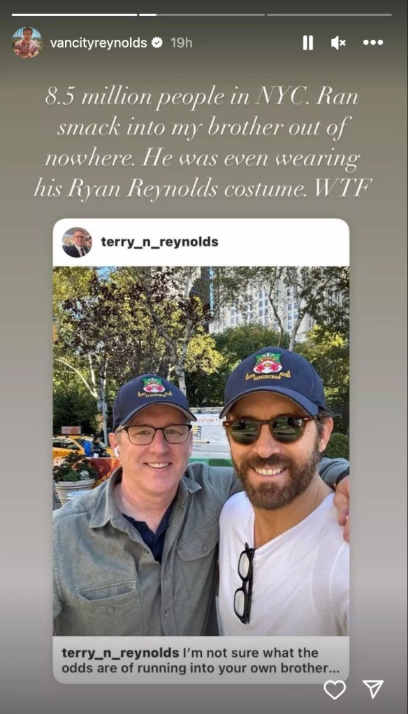 Ryan Reynolds Instagram story