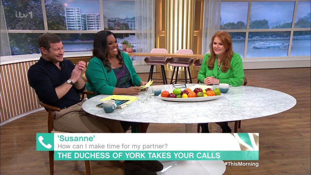 Sarah Ferguson with Dermot O'Leary and Alison Hammond on This Morning