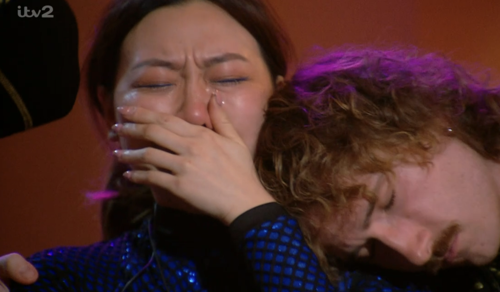 Yinrun was comforted by Matty after feeling guilty for nominating Jenkin (Picture: ITV)