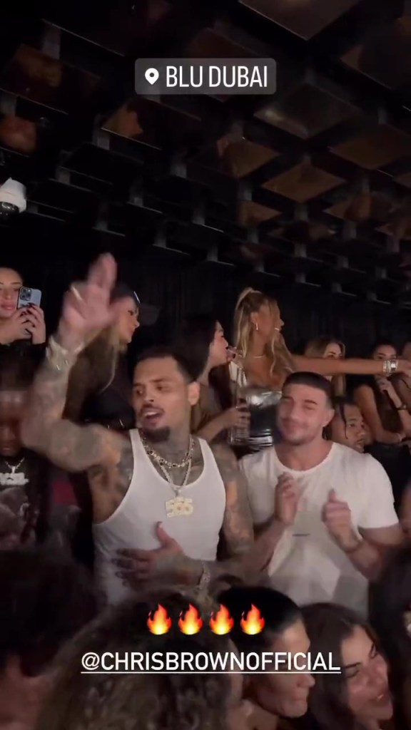 Tommy Fury parties with Chris Brown in Dubai