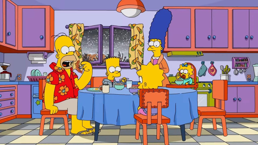 Homer, Bart, Marge, Maggie and Lisa Simpson