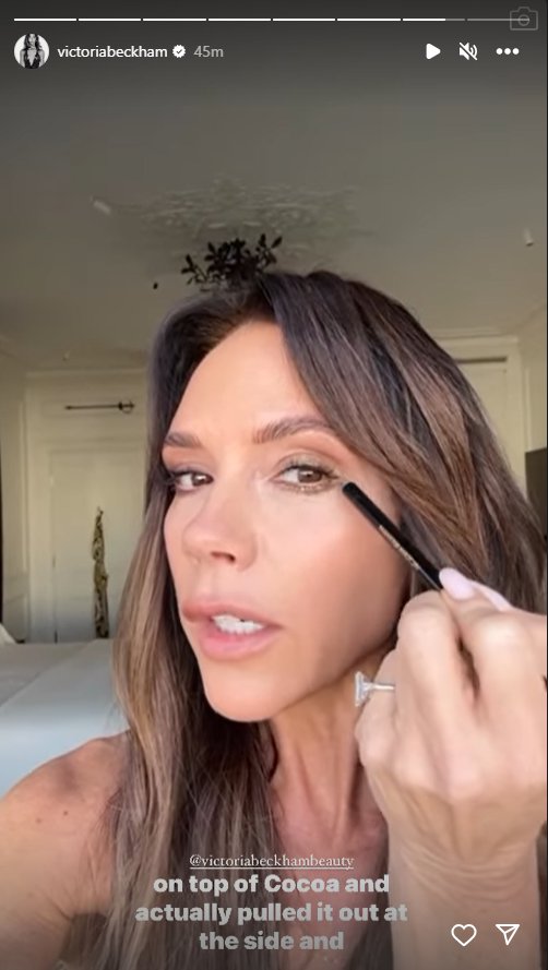 Victoria Beckham on Instagram applying mascara.