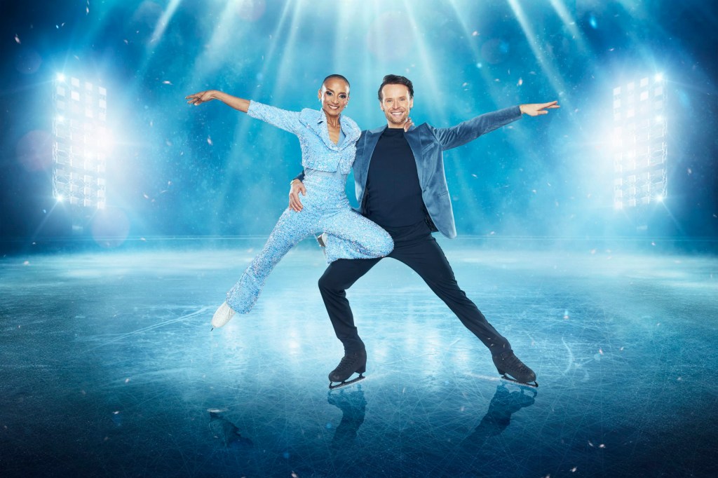 This image and the information contained herein is strictly embargoed until 20.00 Monday 8th January 2024 From ITV Dancing On Ice SR16 :on ITV1 and ITVX Pictured: Adele Roberts & Mark Hanretty This photograph is (C) ITV Plc and can only be reproduced for editorial purposes directly in connection with the programme or event mentioned above, or ITV plc. This photograph must not be manipulated [excluding basic cropping] in a manner which alters the visual appearance of the person photographed deemed detrimental or inappropriate by ITV plc Picture Desk. This photograph must not be syndicated to any other company, publication or website, or permanently archived, without the express written permission of ITV Picture Desk. Full Terms and conditions are available on the website www.itv.com/presscentre/itvpictures/terms For further information please contact: michael.taiwo1@itv.com