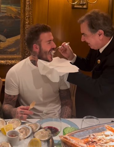 David Beckham is fed by restaurant manager @donjesusperez