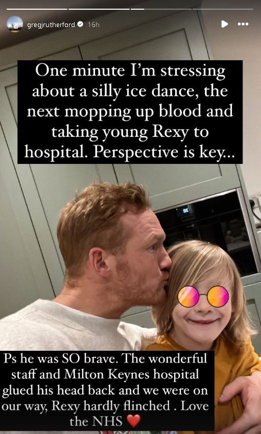 DANCING On Ice star Greg Rutherford has revealed his son was rushed to hospital