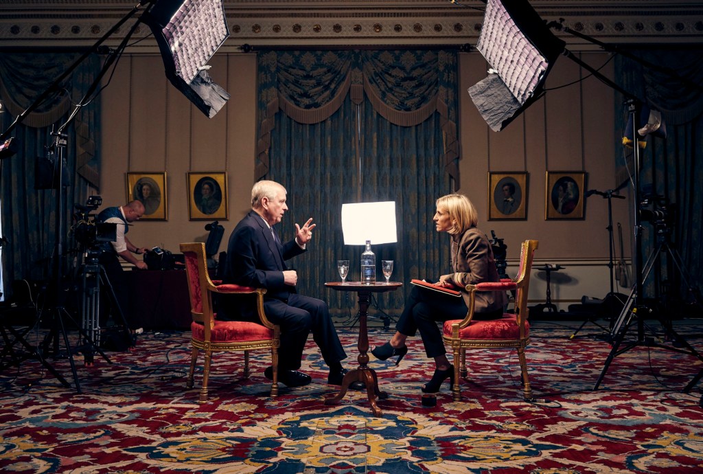 Undated BBC handout photo showing the Duke of York , speaking for the first time about his links to Jeffrey Epstein in an interview with BBC Newsnight's Emily Maitlis in November 2019