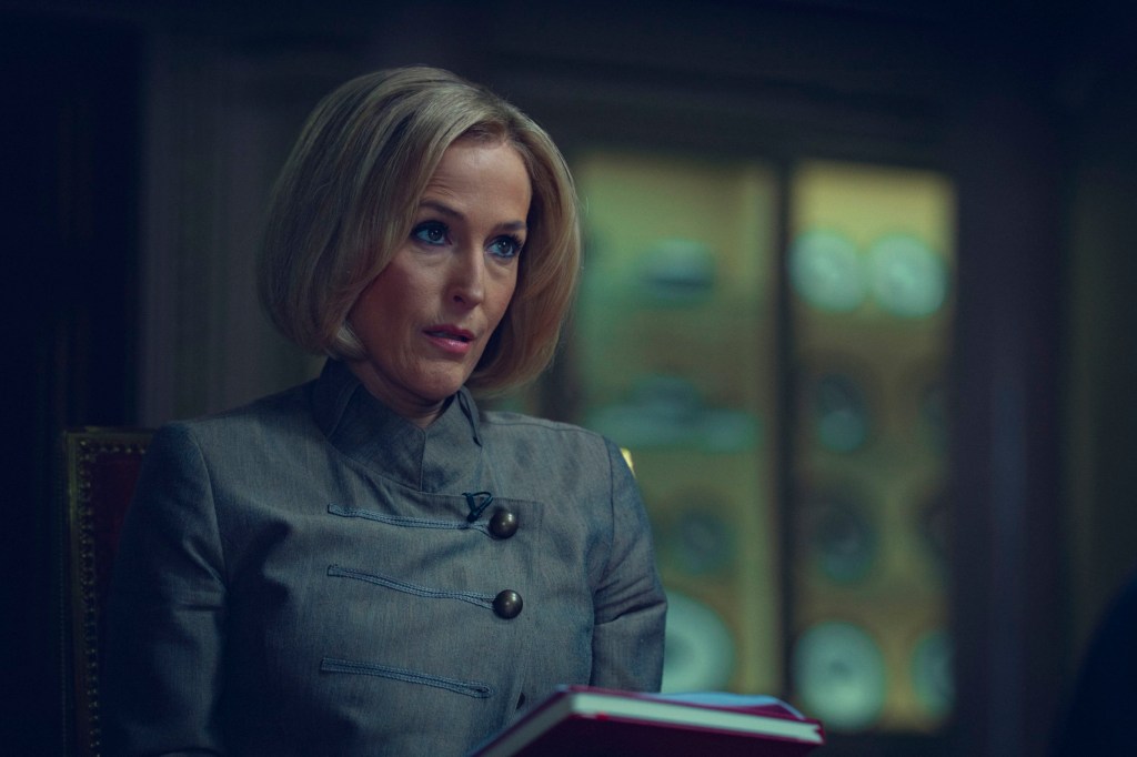 Undated handout photo issued by Netflix of Gillian Anderson as Emily Maitlis in the Netflix drama Scoop