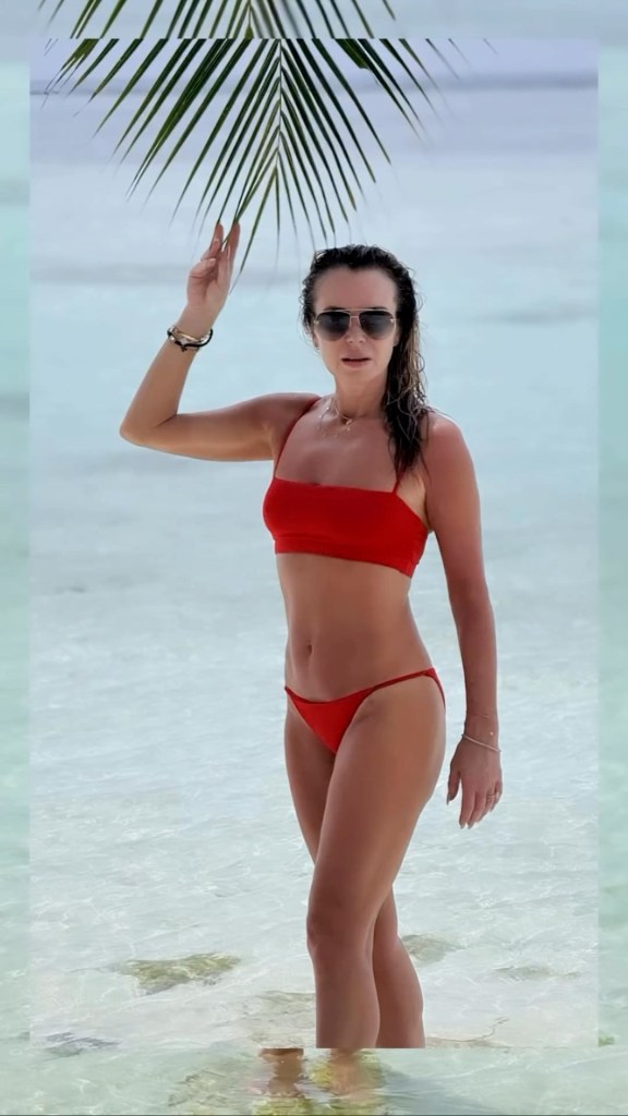 Amanda Holden poses in bikini on holiday