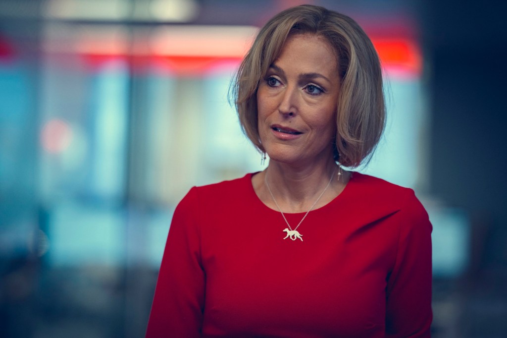 Gillian Anderson as Emily Maitlis in Scoop
